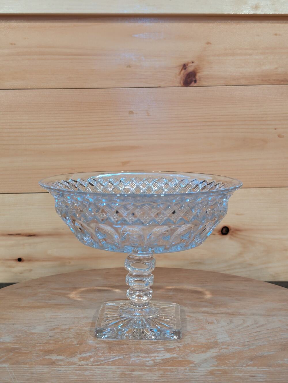 Vintage Westmoreland Waterford Clear Glass Compote Pedestal Bowl 7"